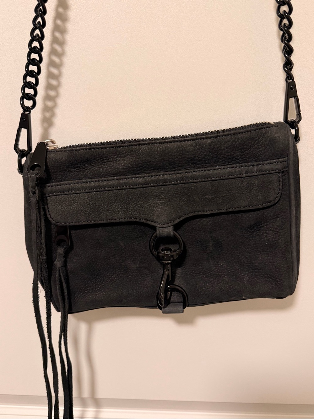 Rebecca Minkoff Black Mini MAC Leather Crossbody with Tassel